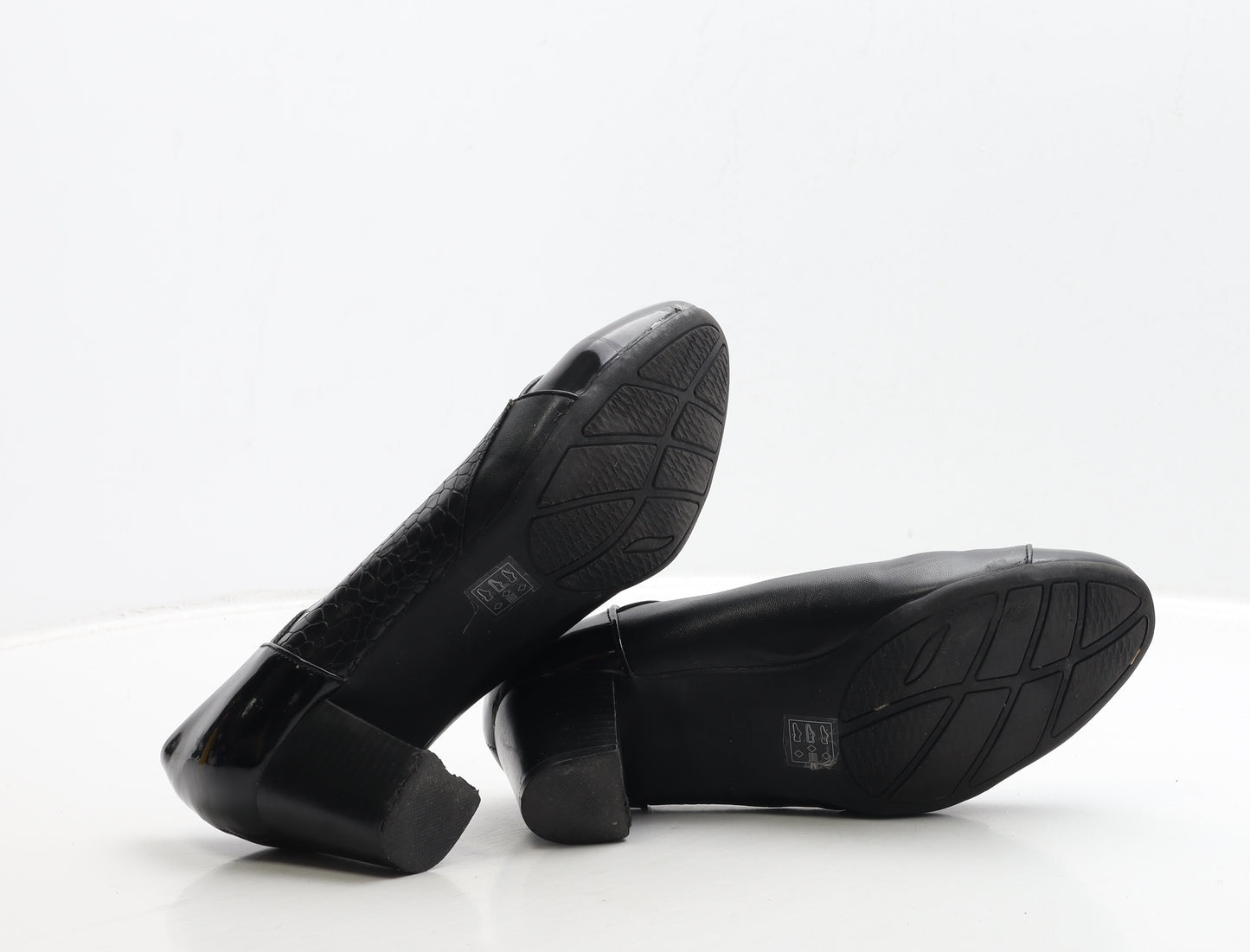 L&S Womens Black Geometric Polyester Court Heel UK 6