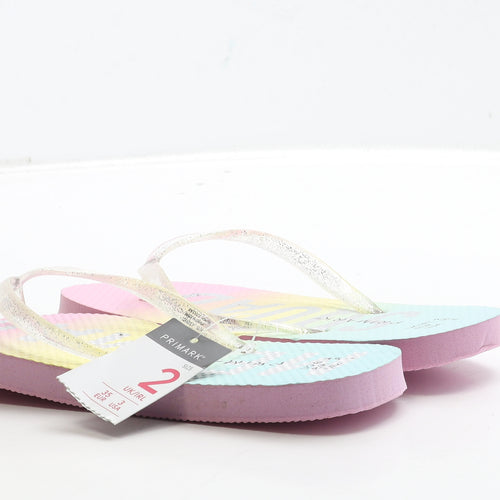 Primark Girls Multicoloured Rubber Thong Sandal UK 2 35