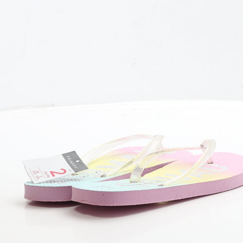 Primark Girls Multicoloured Rubber Thong Sandal UK 2 35