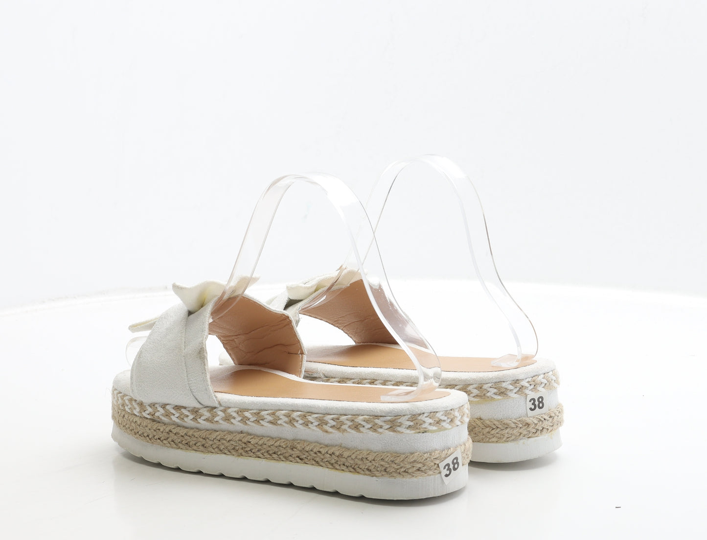 Preworn Womens White Polyester Slip On Sandal UK 5 38