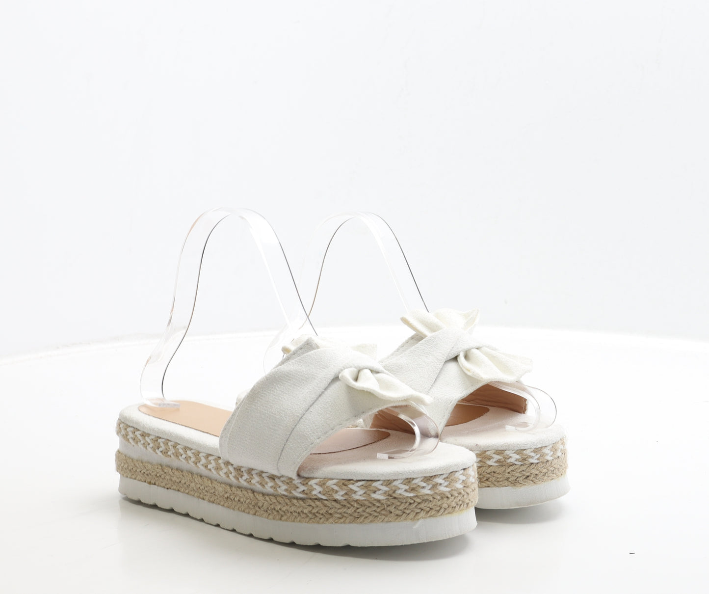 Preworn Womens White Polyester Slip On Sandal UK 5 38