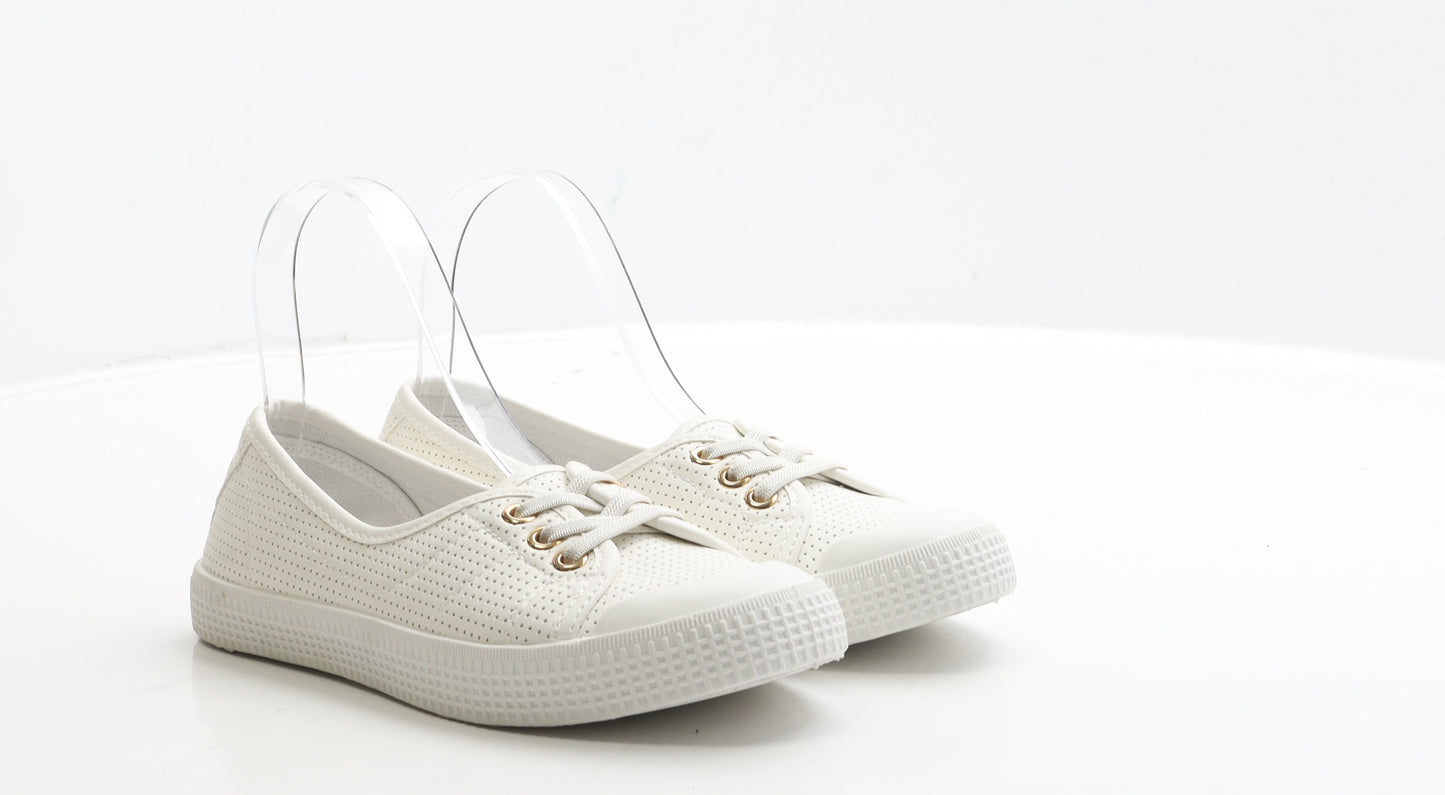 New Look Womens White Spotted Polyester Trainer UK 3 36