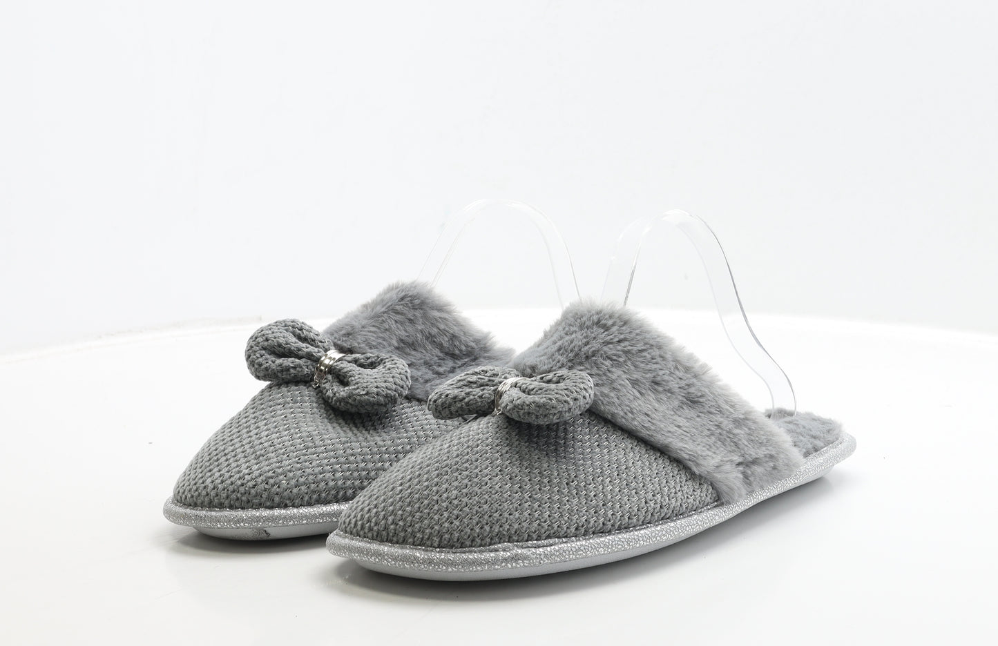 Primark Womens Grey Polyester Slip On Slipper UK 40