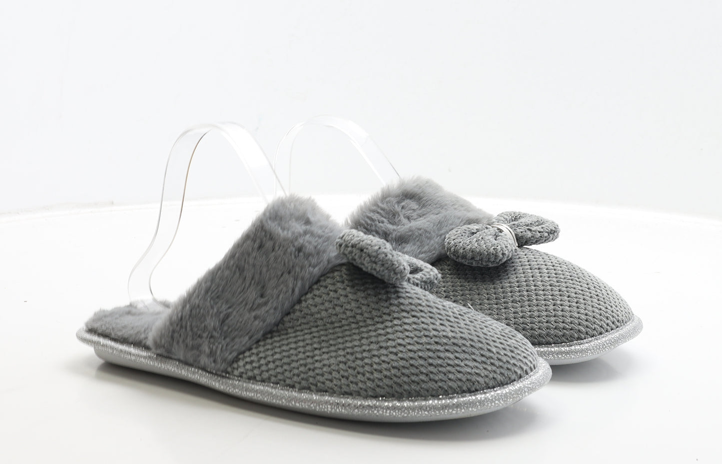 Primark Womens Grey Polyester Slip On Slipper UK 40