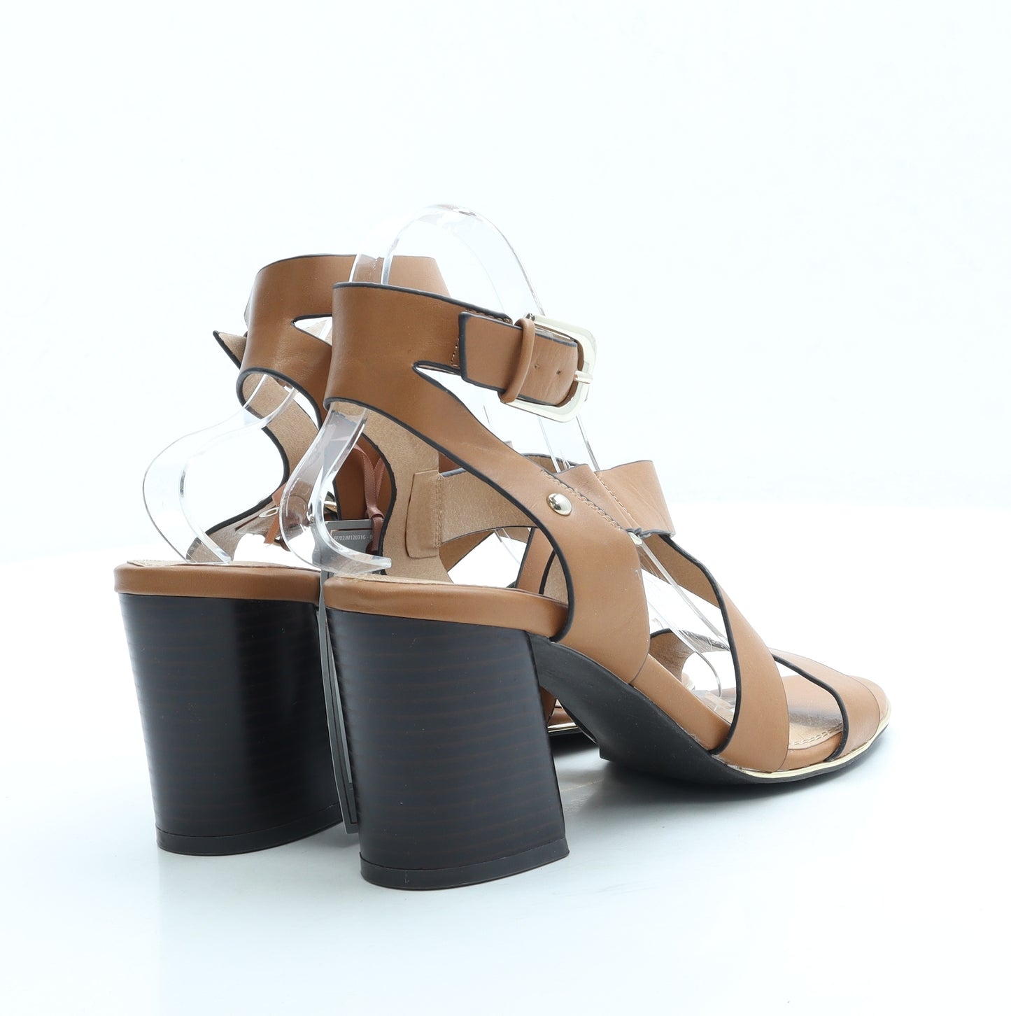 F&F Womens Brown Leather Strappy Heel UK 7 41