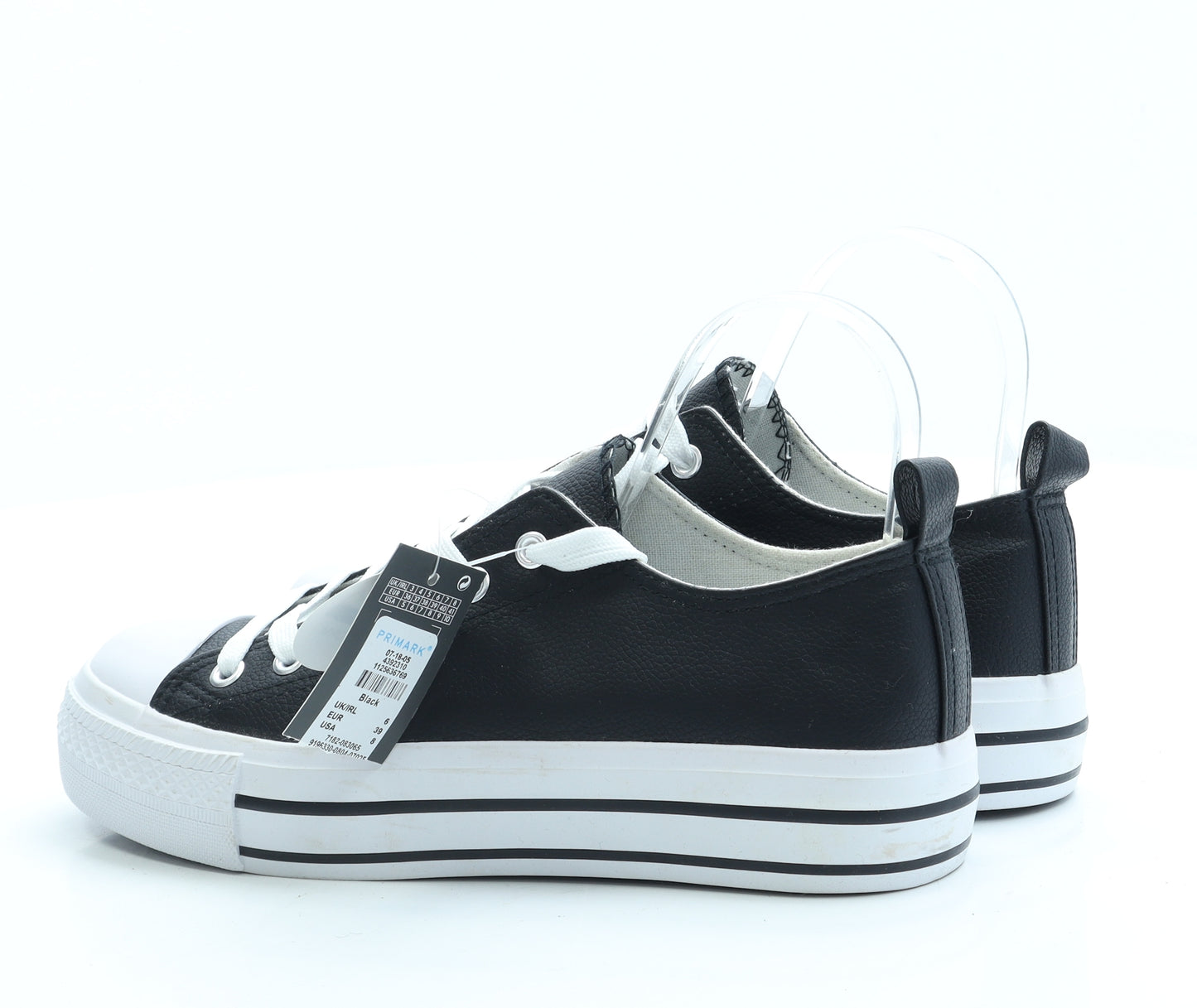 Primark Womens Black Leather Trainer UK 6 39 US 8 - Platform