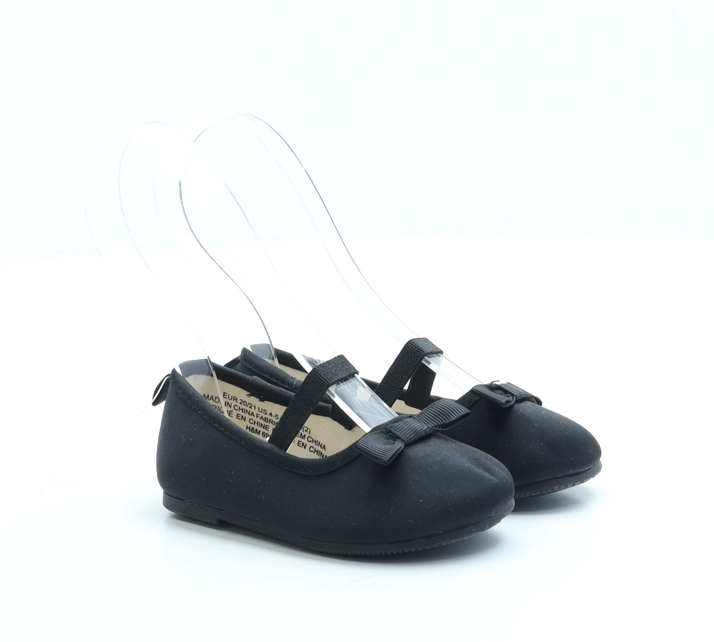H&M Girls Black Polyester Ballet Flat UK 3.5 20 - 3.5-4.5