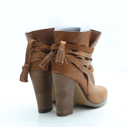 NEXT Womens Brown Leather Bootie Boot UK 2 35 - Estimated UK Size 2