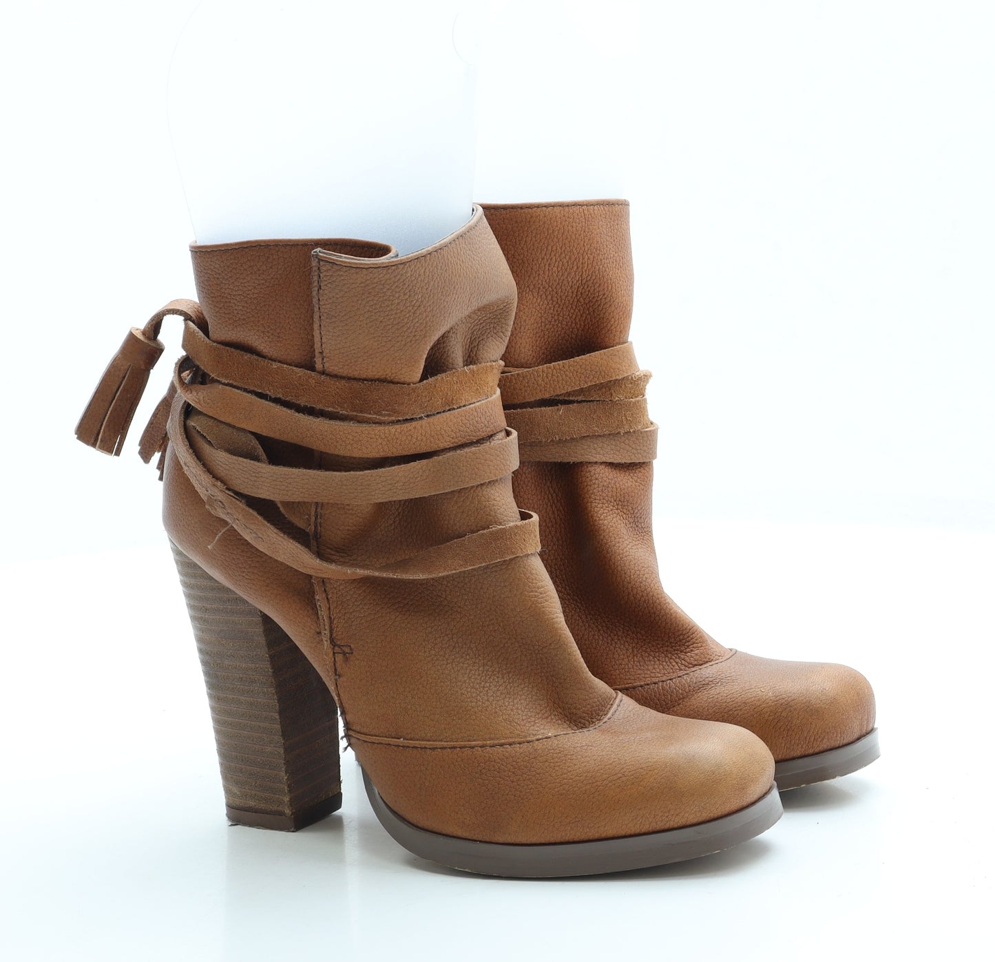 NEXT Womens Brown Leather Bootie Boot UK 2 35 - Estimated UK Size 2