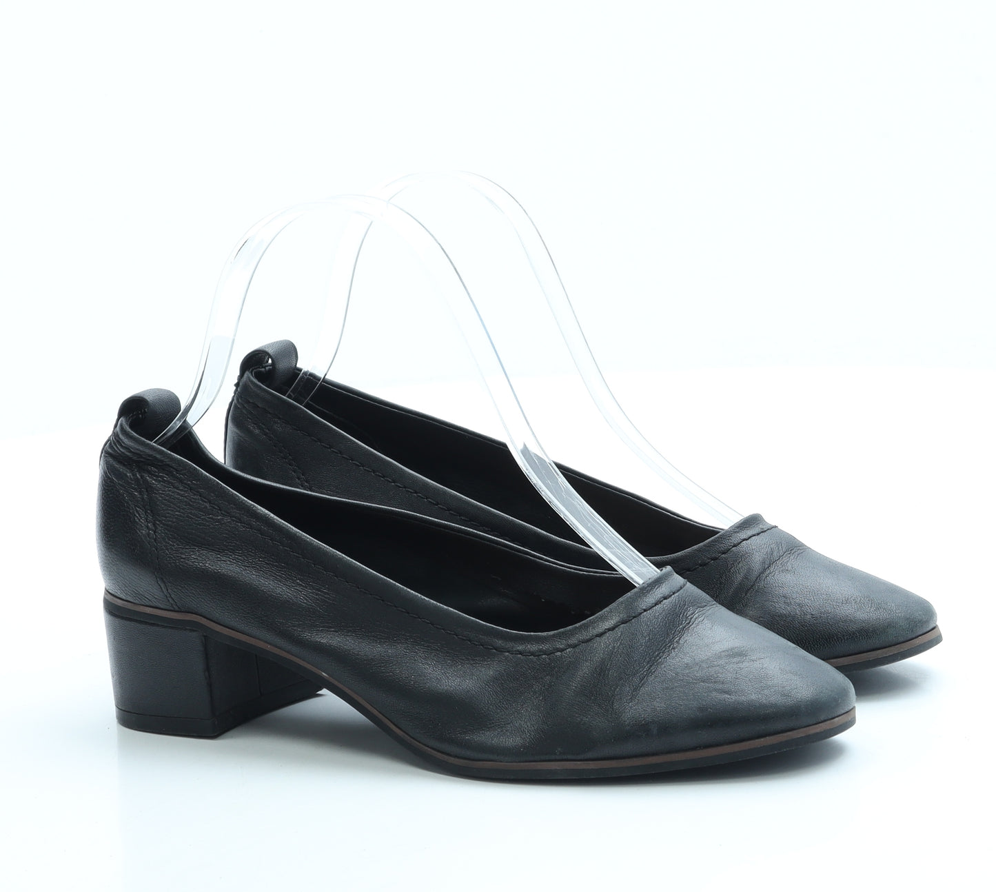Marks and Spencer Womens Black Leather Court Heel UK 3.5