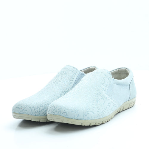 Cotton Traders Womens Blue Floral Suede Flat UK 5