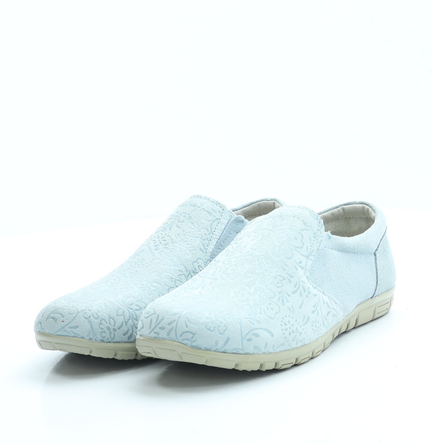 Cotton Traders Womens Blue Floral Suede Flat UK 5