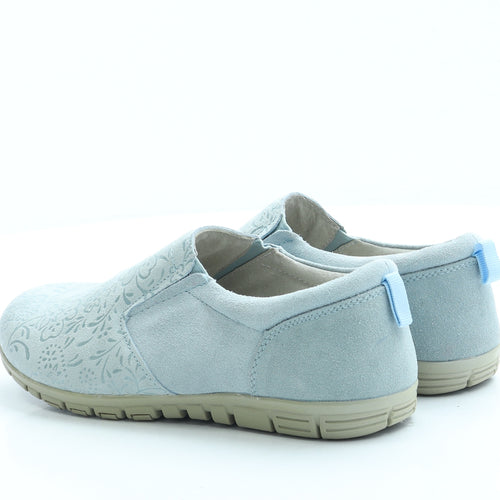 Cotton Traders Womens Blue Floral Suede Flat UK 5