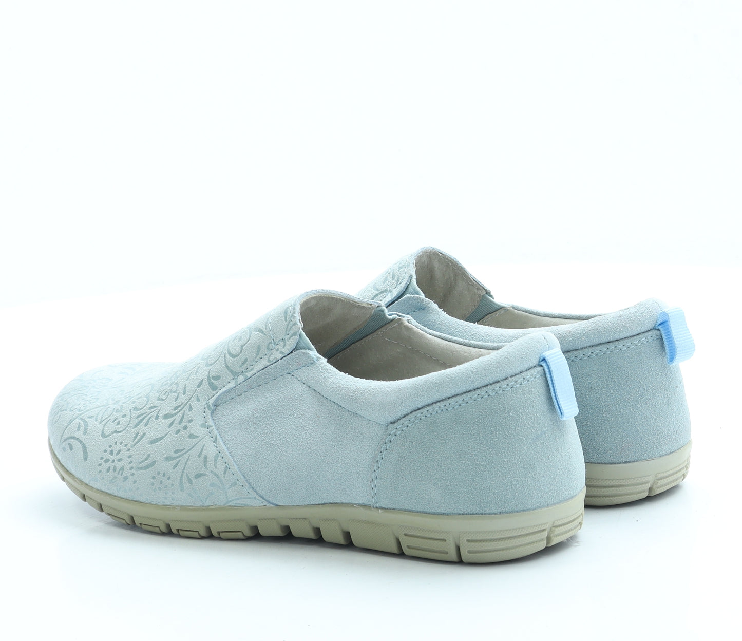 Cotton Traders Womens Blue Floral Suede Flat UK 5