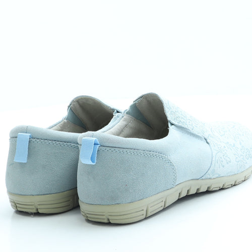 Cotton Traders Womens Blue Floral Suede Flat UK 5