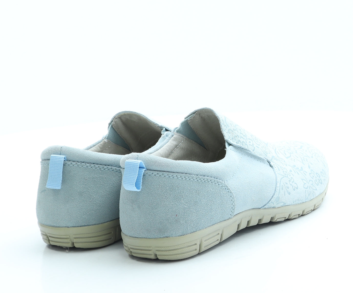 Cotton Traders Womens Blue Floral Suede Flat UK 5