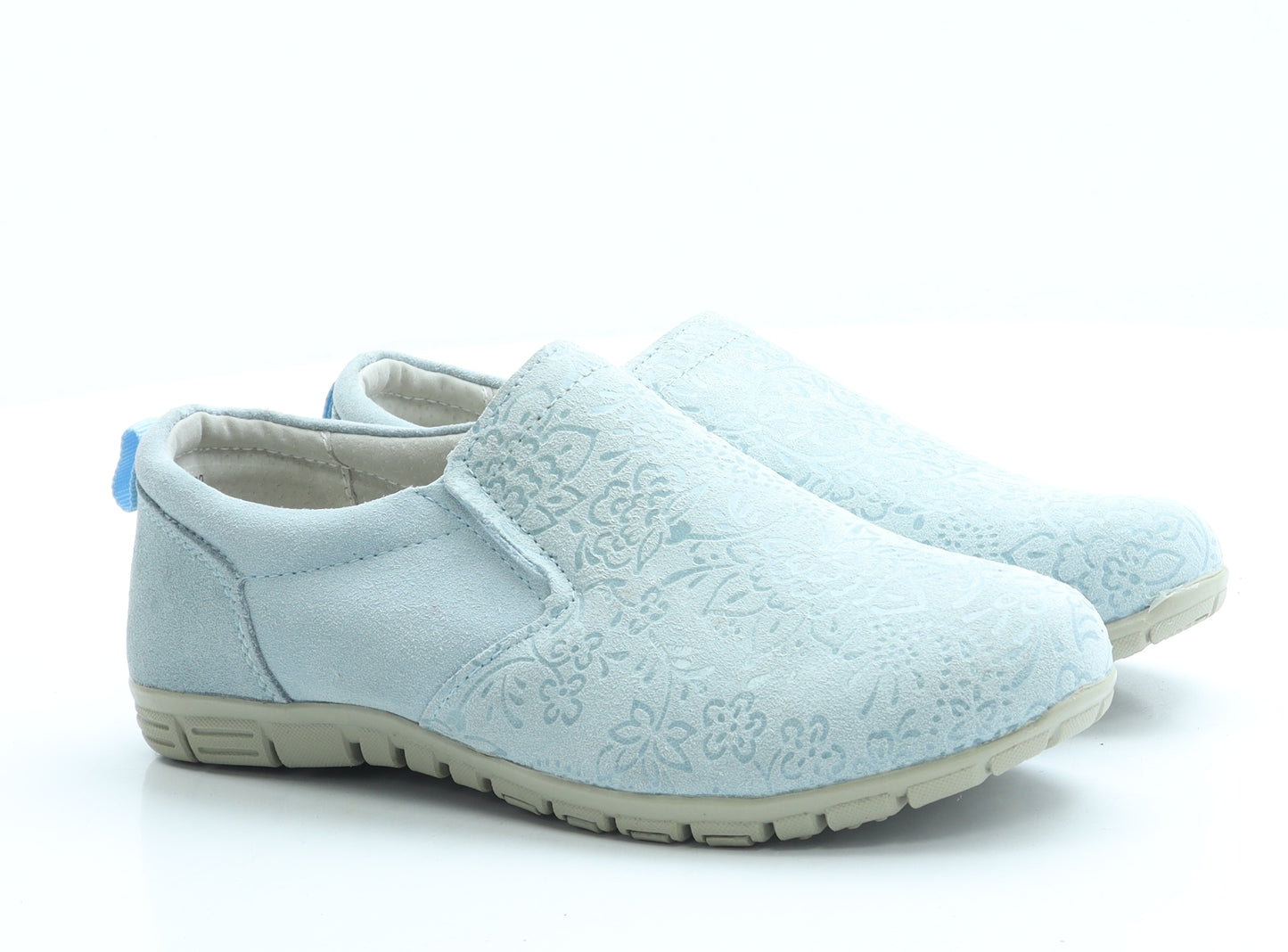 Cotton Traders Womens Blue Floral Suede Flat UK 5
