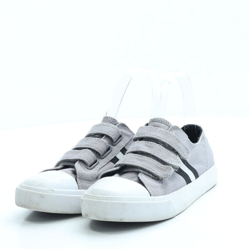 George Boys Grey Fabric Trainer UK 1 33