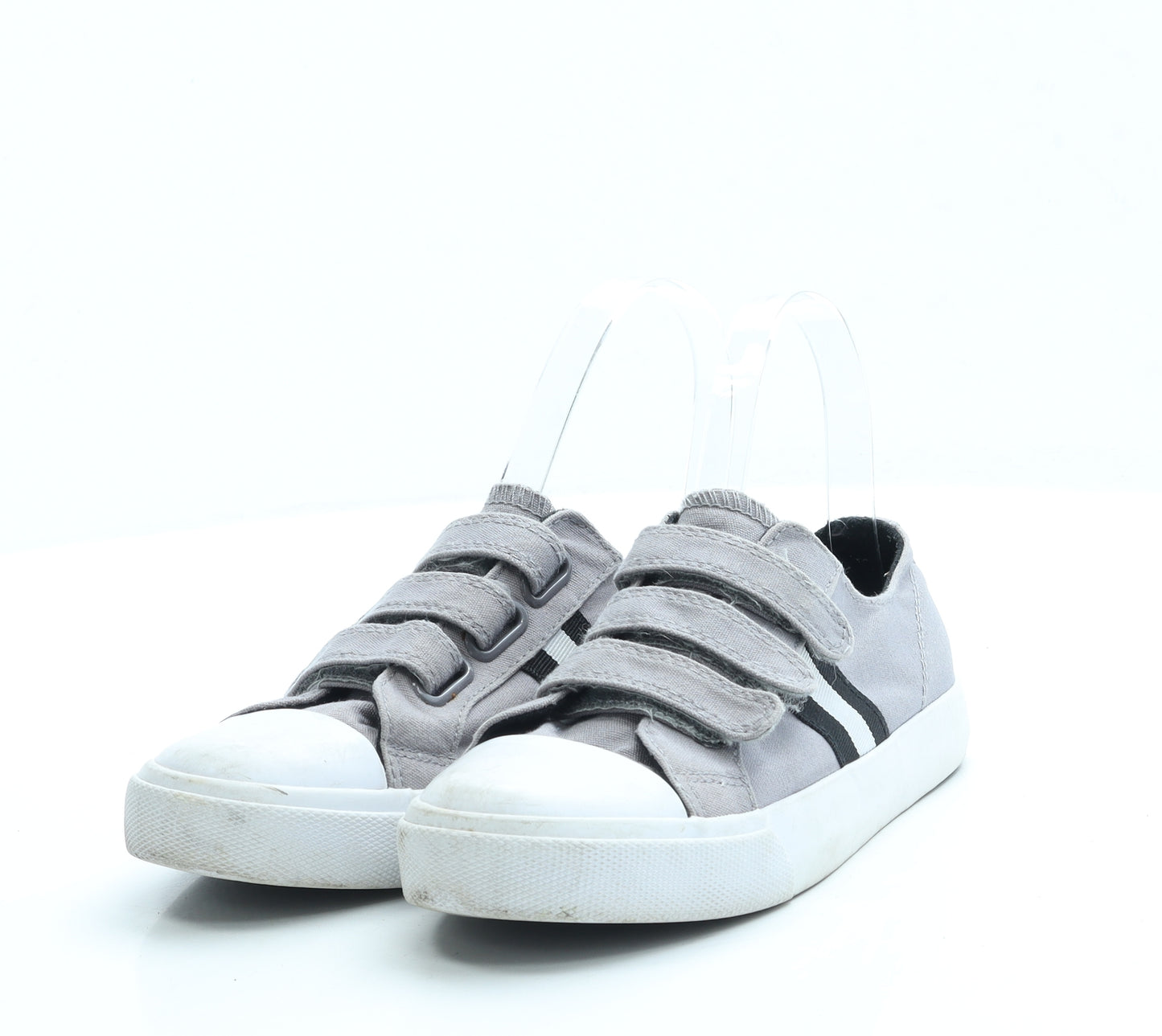 George Boys Grey Fabric Trainer UK 1 33