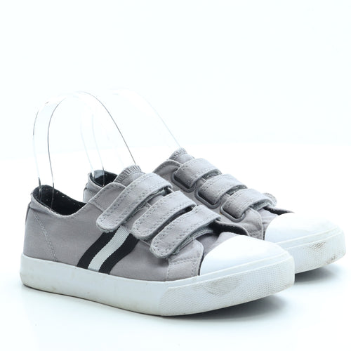 George Boys Grey Fabric Trainer UK 1 33