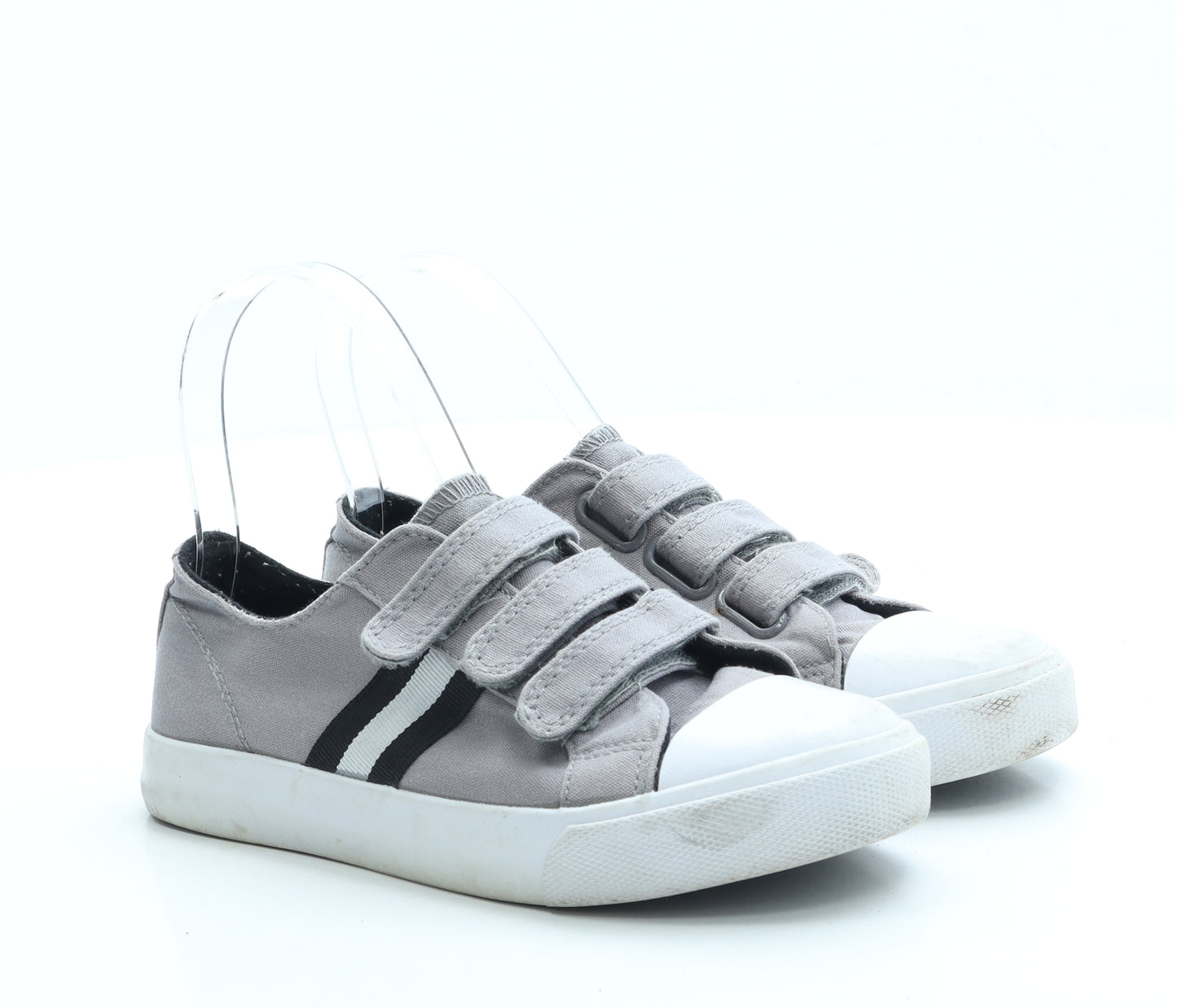 George Boys Grey Fabric Trainer UK 1 33