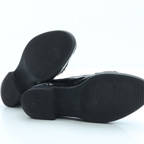 Marks and Spencer Womens Black Patent Leather Loafer Flat UK 5 - Wide Fit