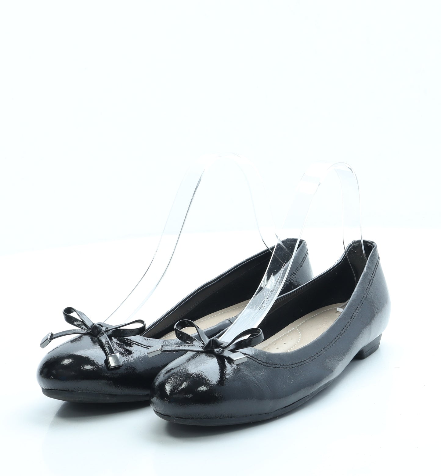 FootGlove Womens Black Patent Leather Ballet Flat UK 3.5