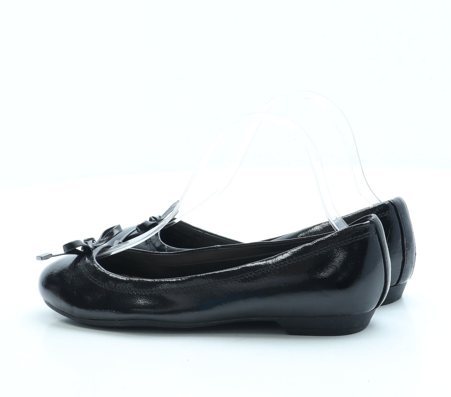 FootGlove Womens Black Patent Leather Ballet Flat UK 3.5