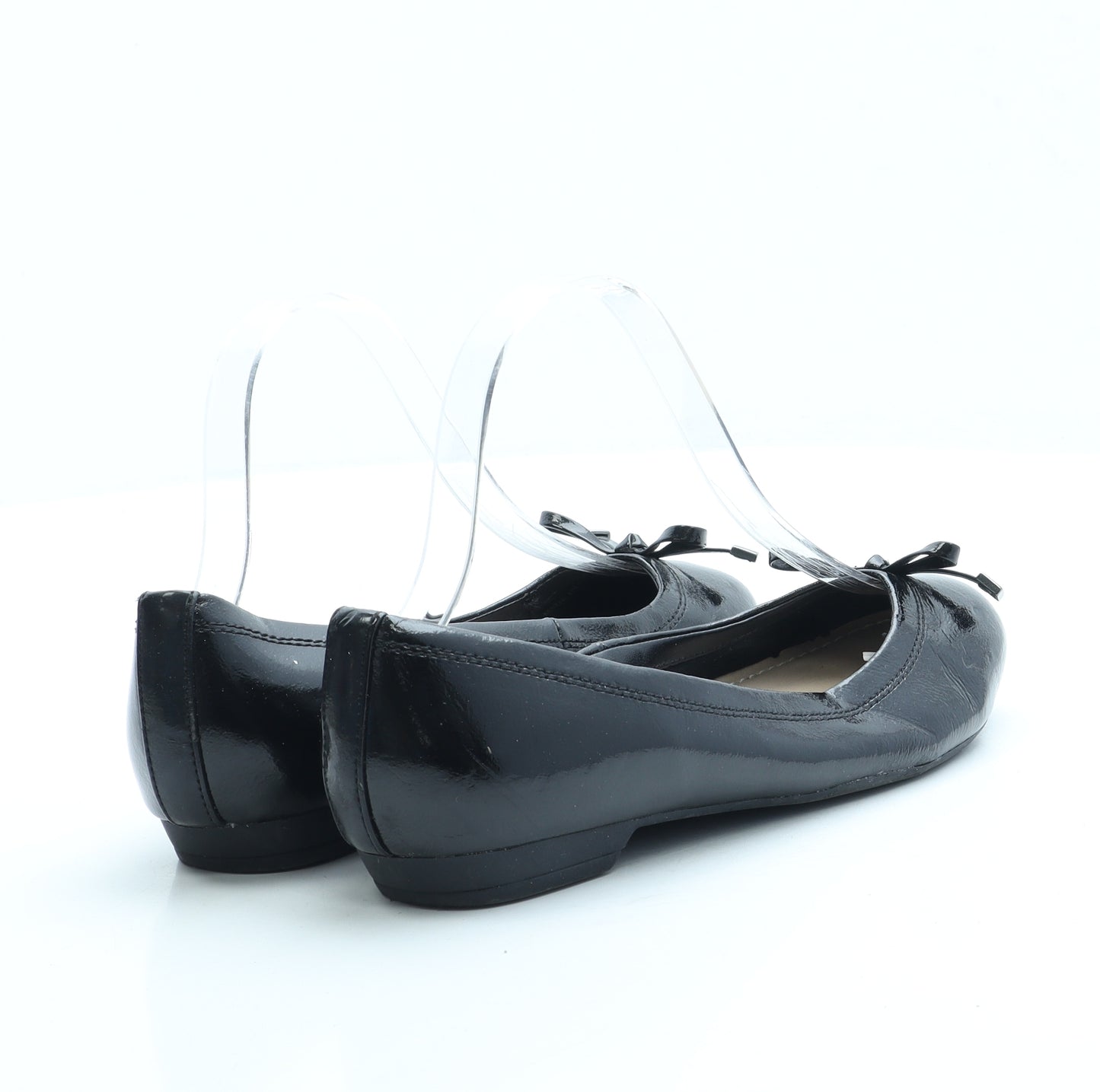 FootGlove Womens Black Patent Leather Ballet Flat UK 3.5