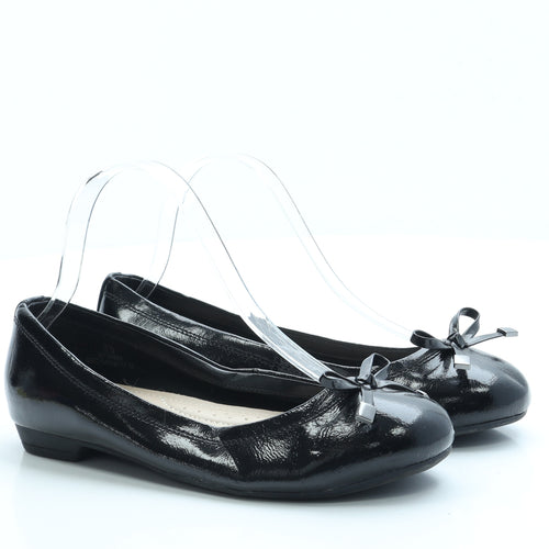 FootGlove Womens Black Patent Leather Ballet Flat UK 3.5