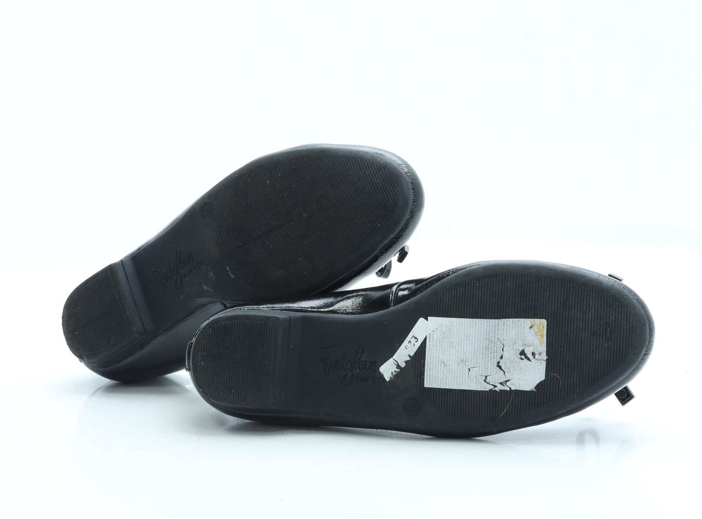 FootGlove Womens Black Patent Leather Ballet Flat UK 3.5