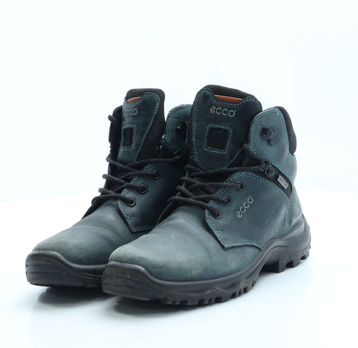 ECCO Womens Blue Leather Combat Boot UK 5 38 - Estimated UK Size 5