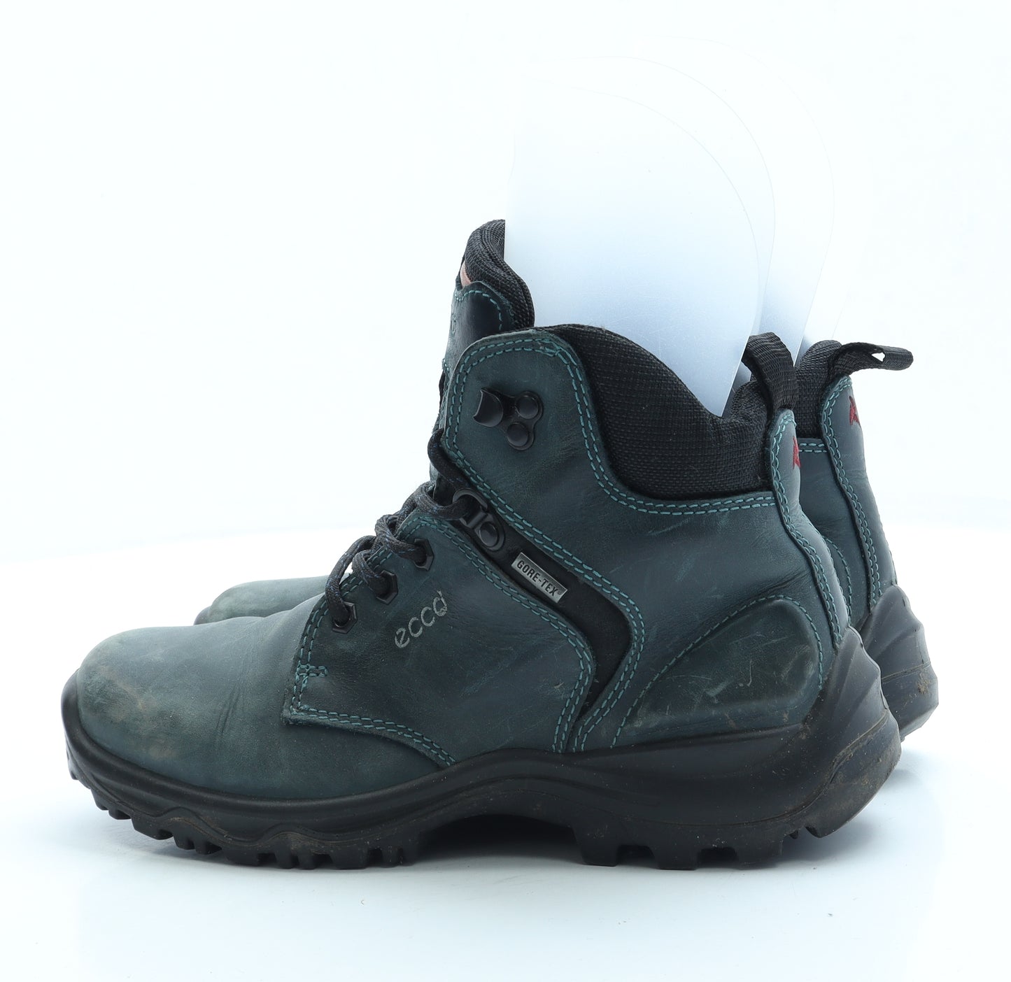 ECCO Womens Blue Leather Combat Boot UK 5 38 - Estimated UK Size 5