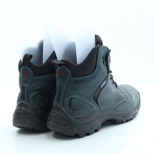ECCO Womens Blue Leather Combat Boot UK 5 38 - Estimated UK Size 5