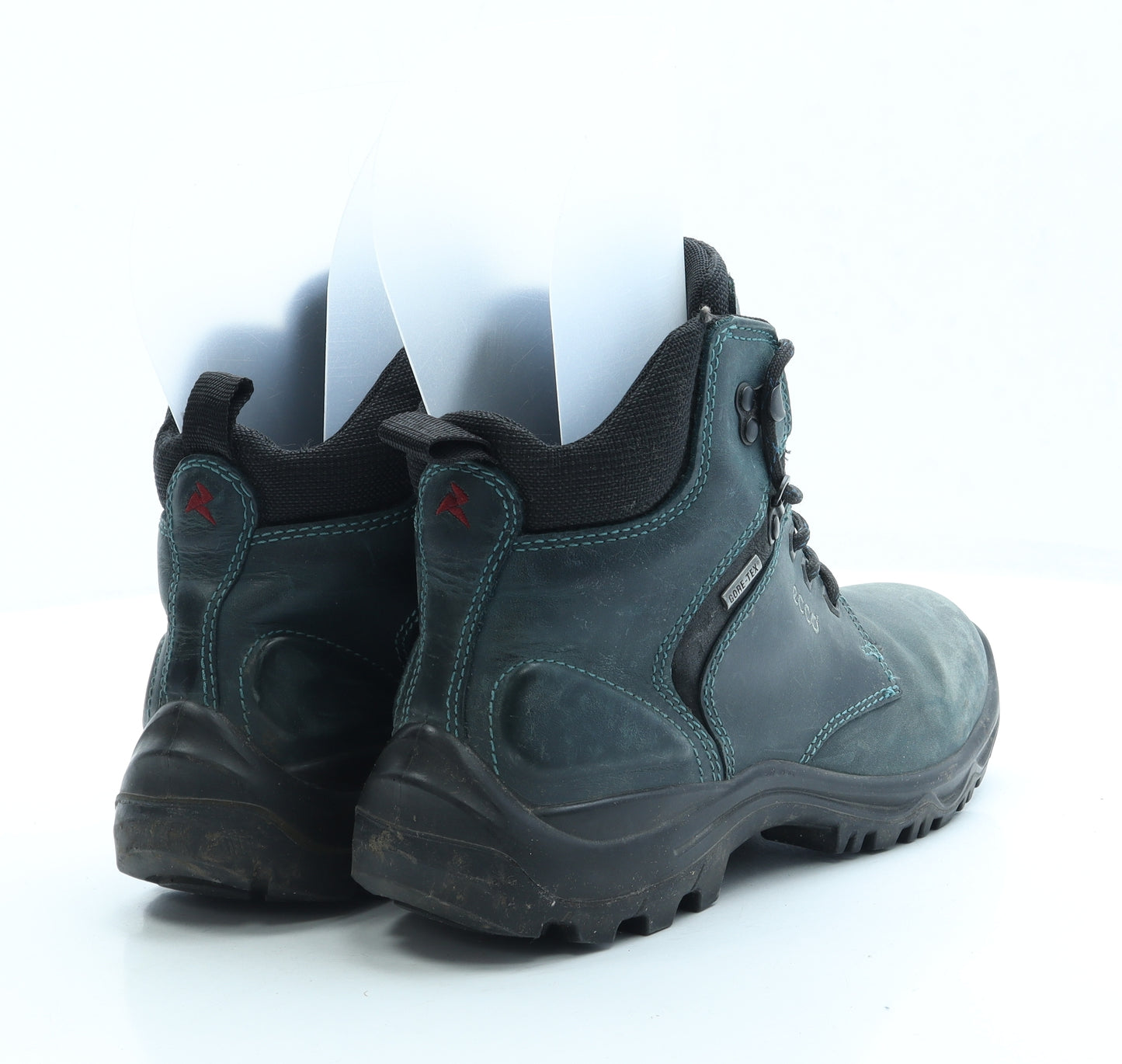 ECCO Womens Blue Leather Combat Boot UK 5 38 - Estimated UK Size 5