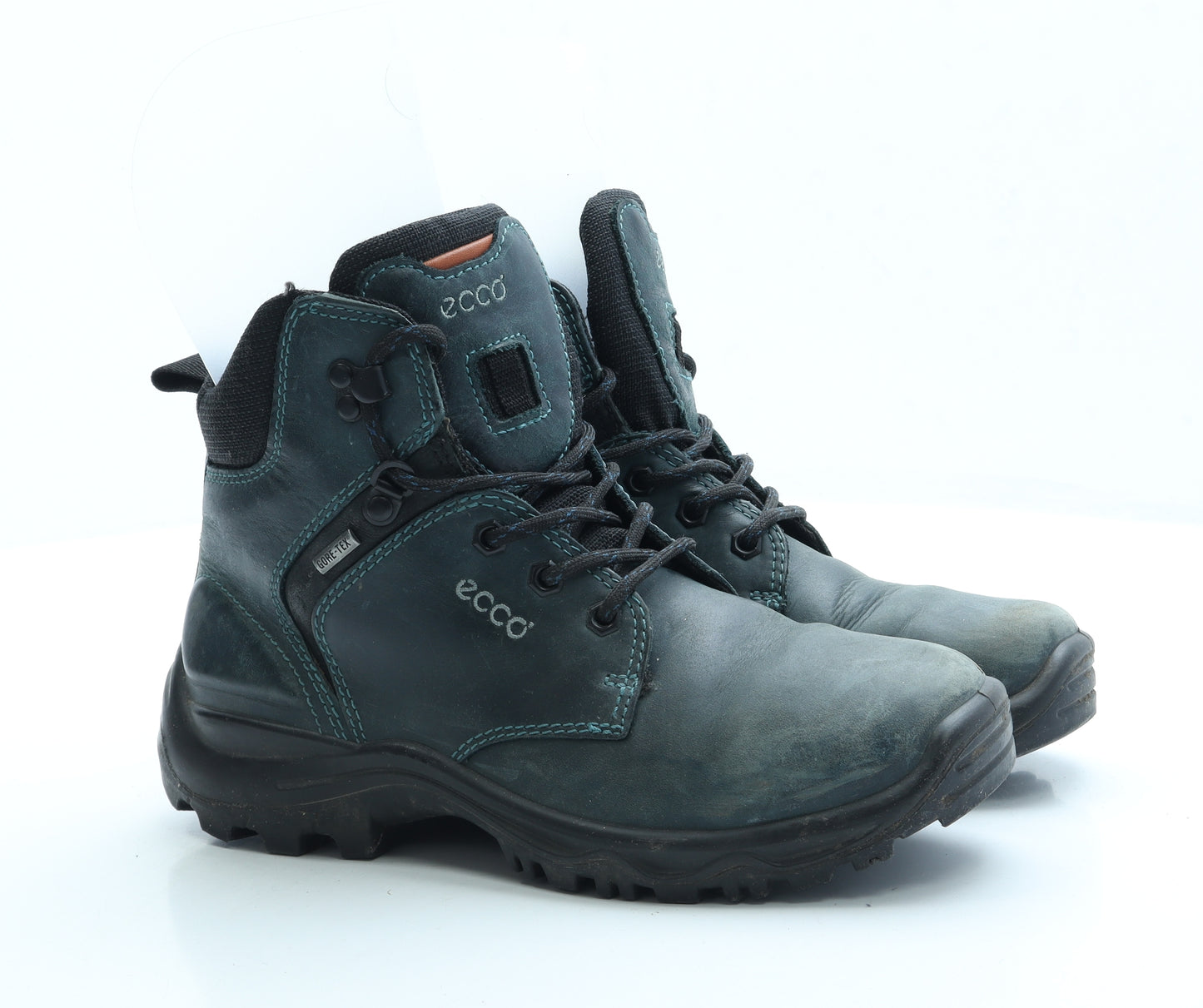 ECCO Womens Blue Leather Combat Boot UK 5 38 - Estimated UK Size 5