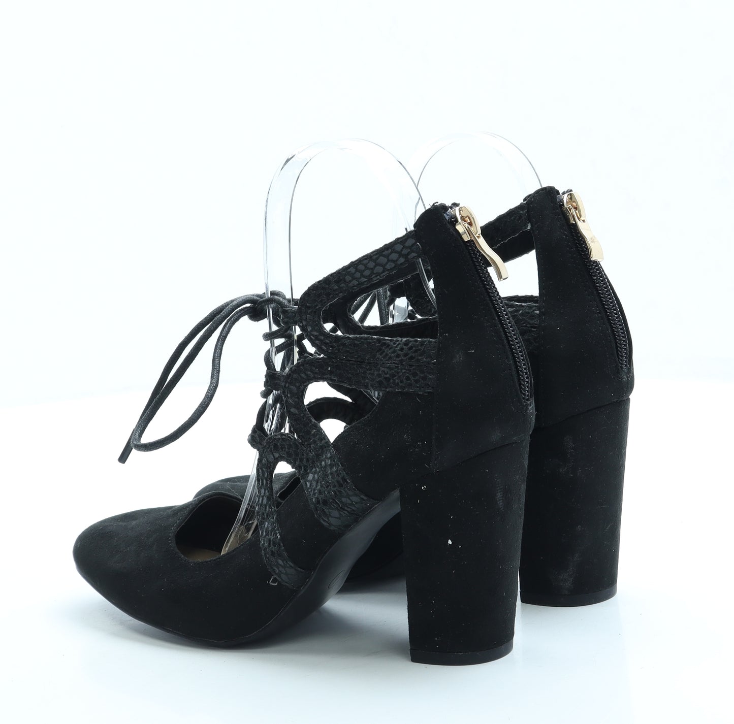 Peacocks Womens Black Suede Court Heel UK 4