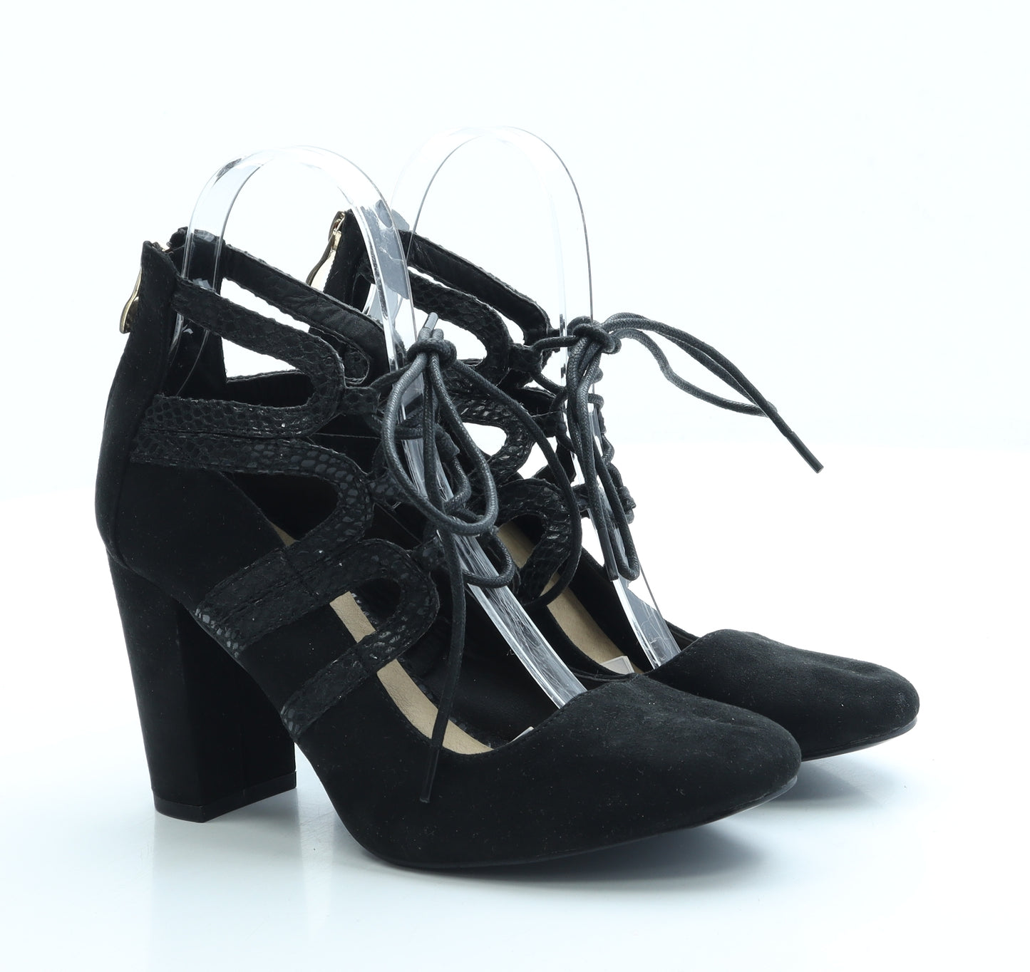 Peacocks Womens Black Suede Court Heel UK 4