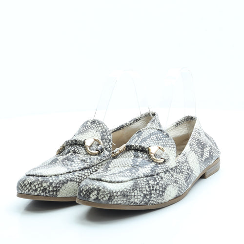 Primark Womens Beige Animal Print Leather Loafer Flat UK 5 38 US 7 - Snake Print