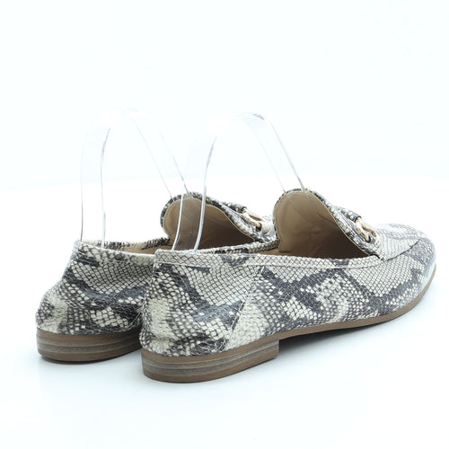 Primark Womens Beige Animal Print Leather Loafer Flat UK 5 38 US 7 - Snake Print