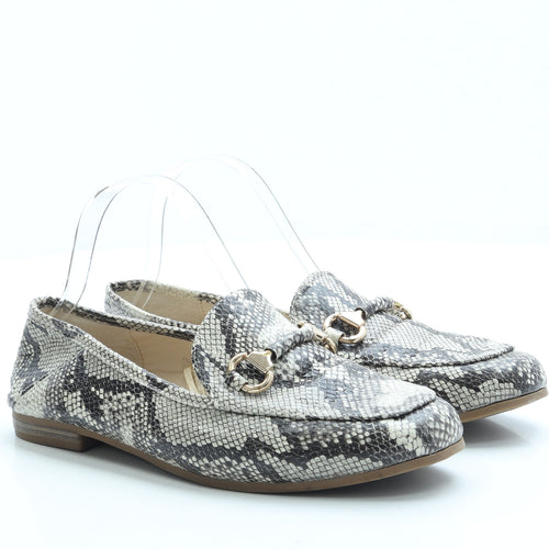 Primark Womens Beige Animal Print Leather Loafer Flat UK 5 38 US 7 - Snake Print