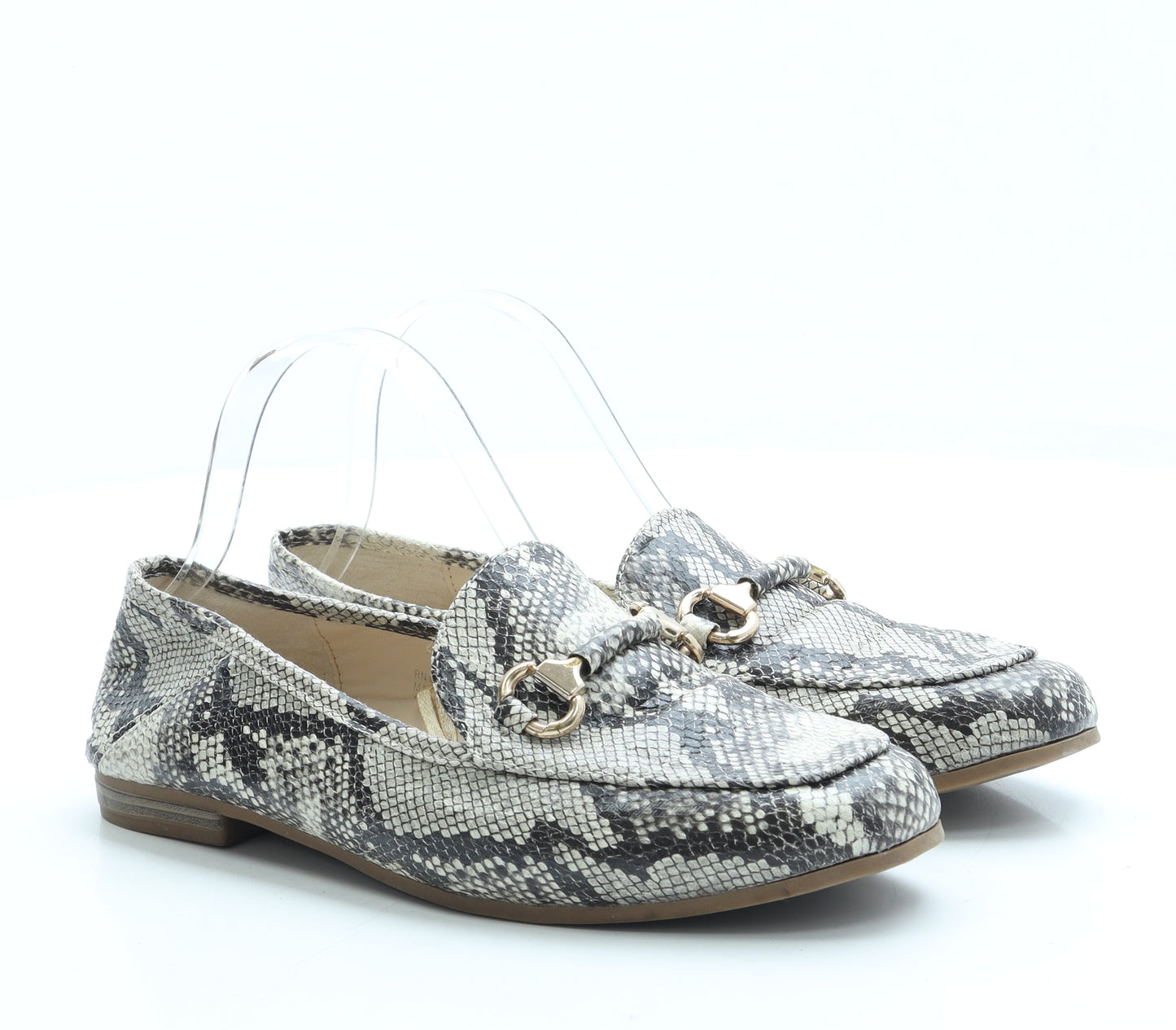 Primark Womens Beige Animal Print Leather Loafer Flat UK 5 38 US 7 - Snake Print