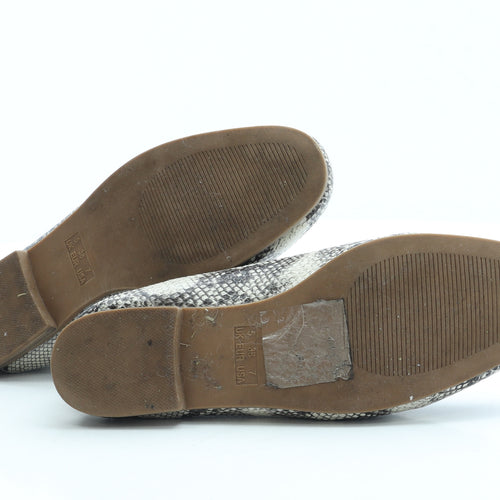 Primark Womens Beige Animal Print Leather Loafer Flat UK 5 38 US 7 - Snake Print