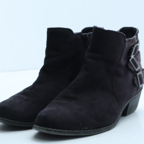 F&F Womens Black Suede Bootie Boot UK 5 38