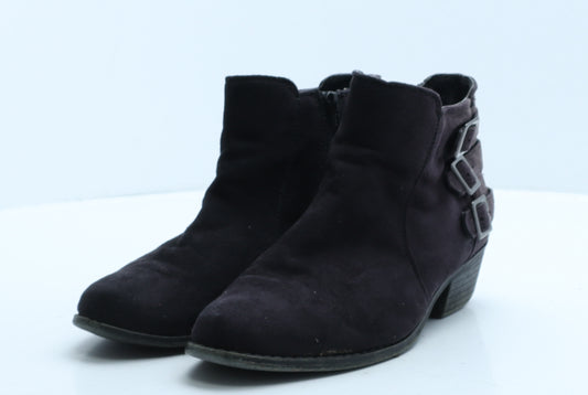 F&F Womens Black Suede Bootie Boot UK 5 38