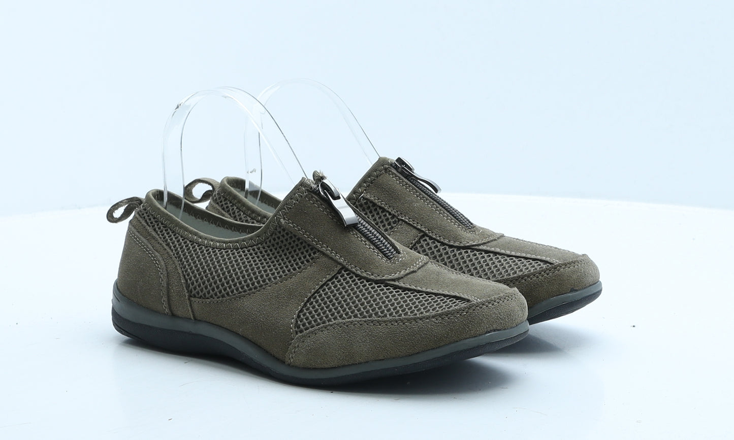 Cotton Traders Womens Brown Geometric Suede Loafer Casual UK 5