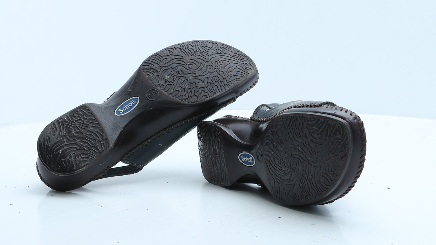 Dr. Scholl's Womens Black Colourblock Leather Slingback Sandal UK 5