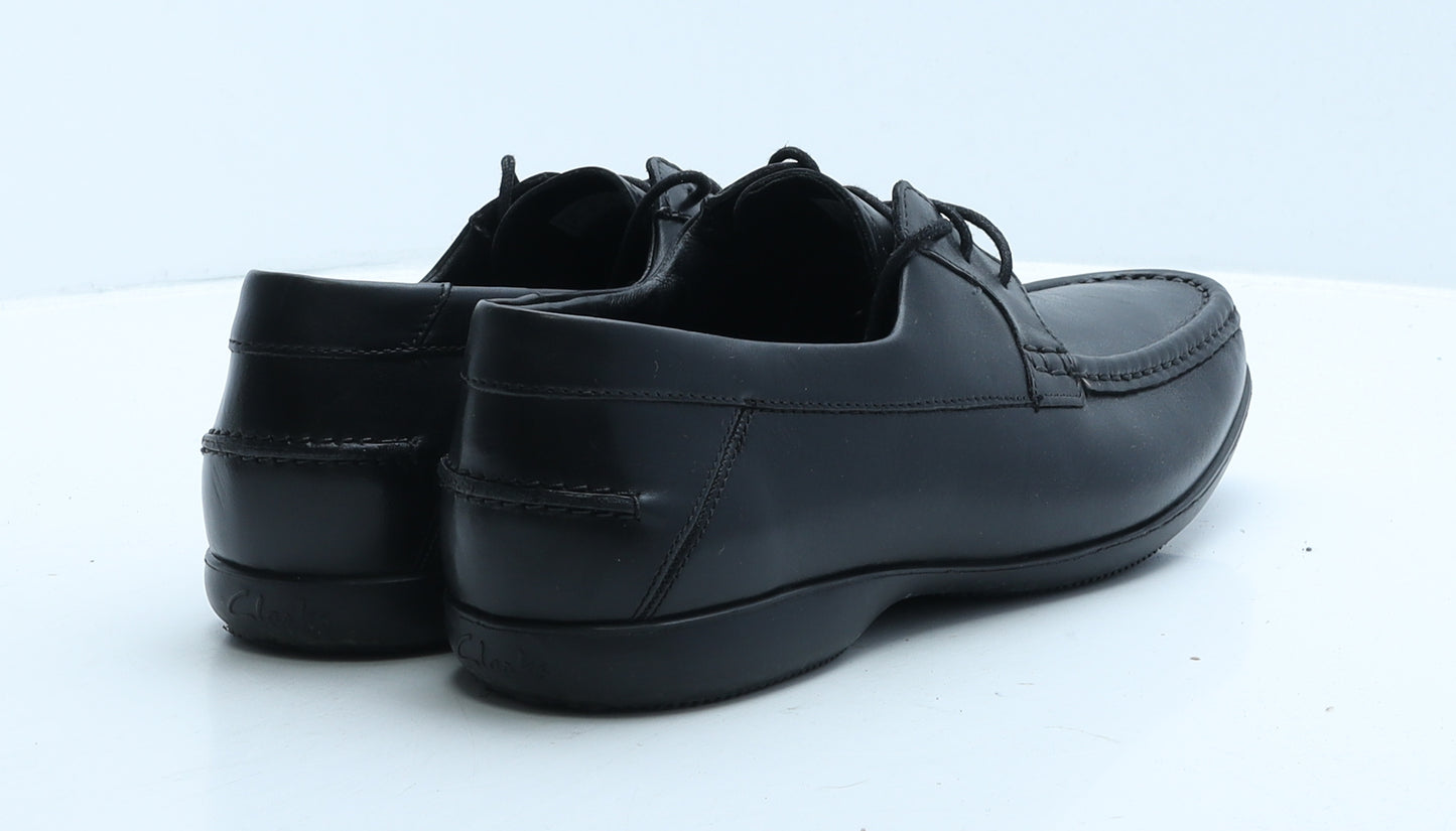 Clarks Mens Black Leather Boat Shoe Casual UK 8.5