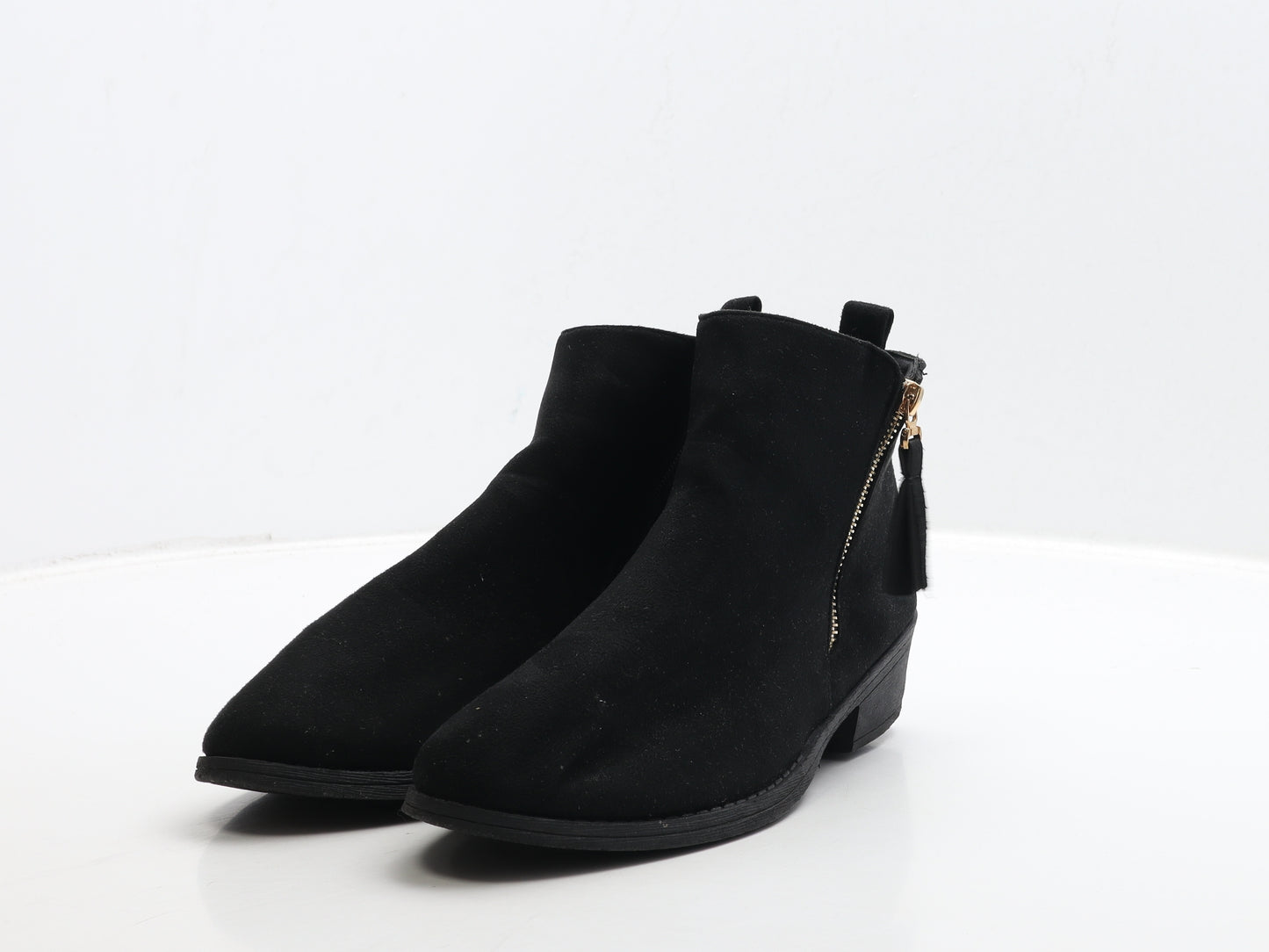 Preworn Womens Black Suede Bootie Boot UK 7