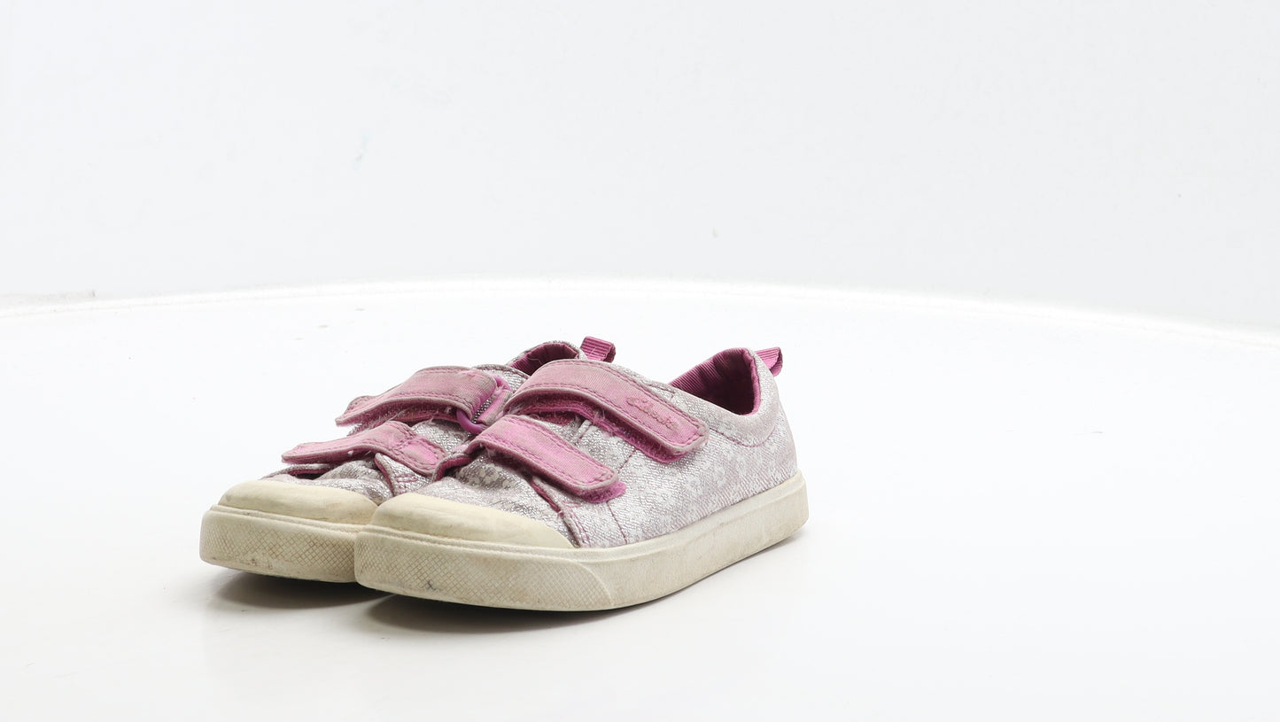 Clarks Girls Pink Floral Fabric Trainer UK 9